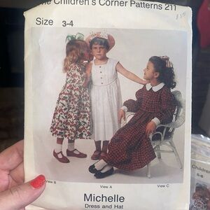 THE CHILDREN'S CORNER #211 -MICHELLE SIZE 3-4 Dress And Hat Cut Complete